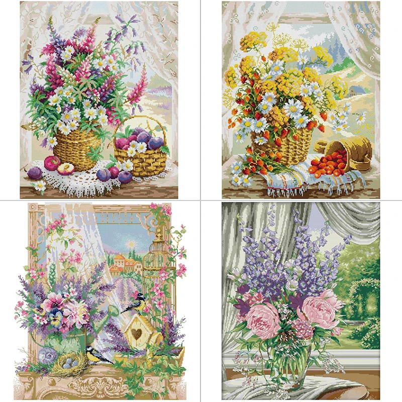 Textile Sewing Patterns - Window Sill Flower Basket Floral Patterns