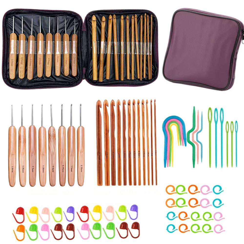 74pcs Bamboo Crochet Hooks Set - Sewing Necessities review and price