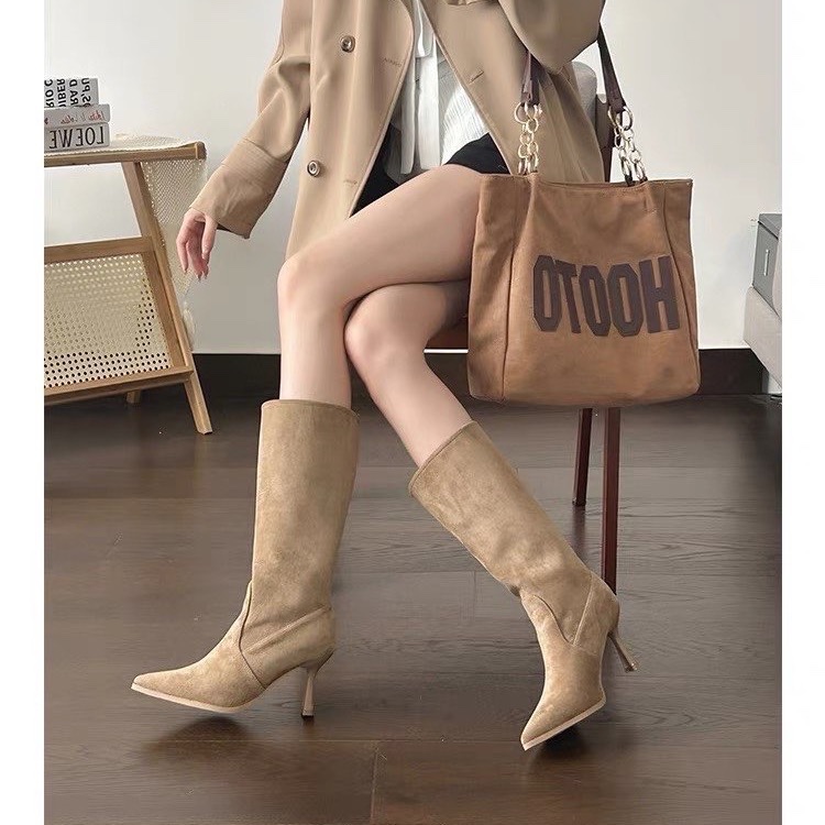 Cow Suede Mid-calf Modern Boot - Sewing Nylon review and price