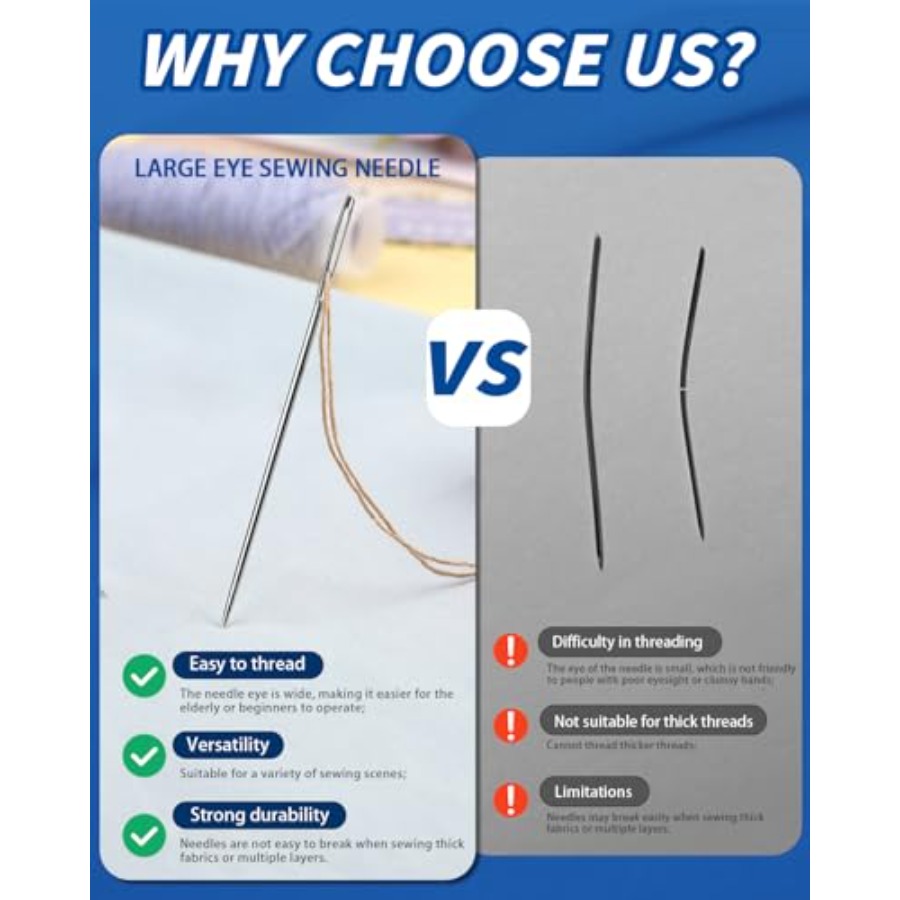 Large Eye Sewing Needles, 7 Si - Sewing Repair review and price
